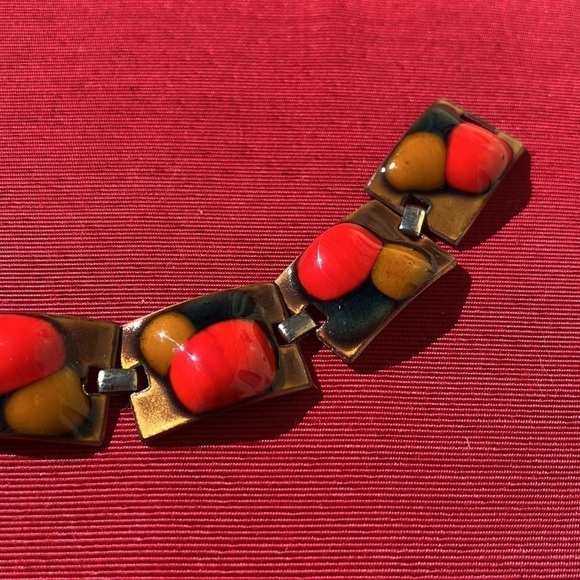 Kay Denning MCM Enamel on Copper Bracelet Vintage Signed - Picture 6 of 11